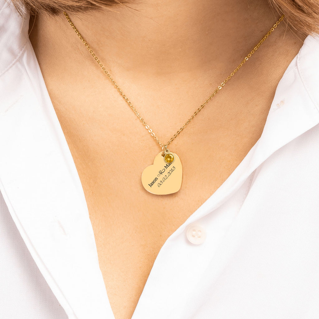 Heart Necklace with Birthstone