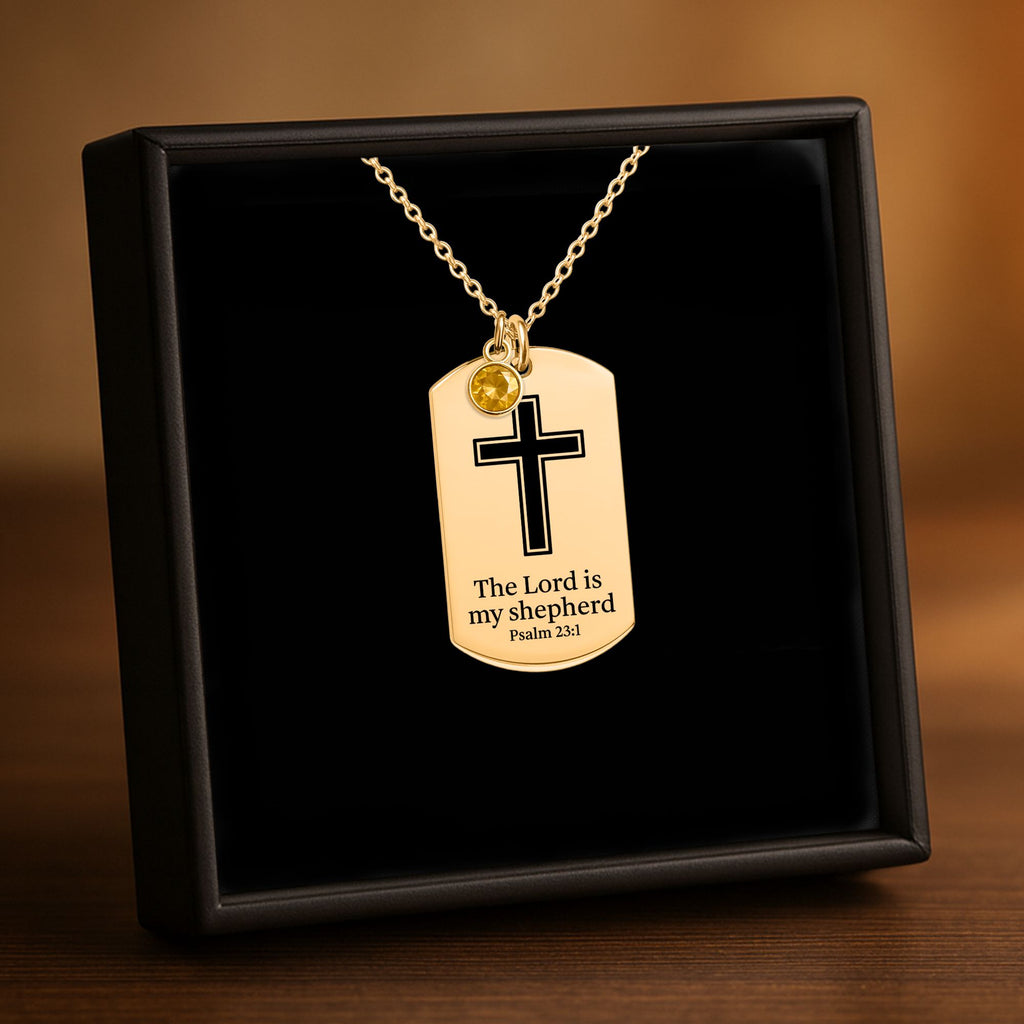 Tag Necklace with Birthstone