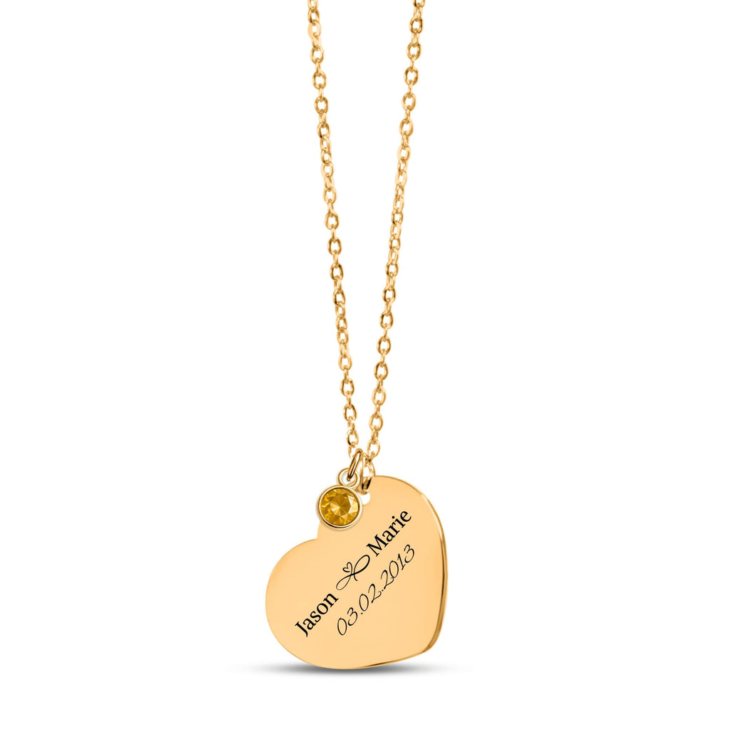 Heart Necklace with Birthstone