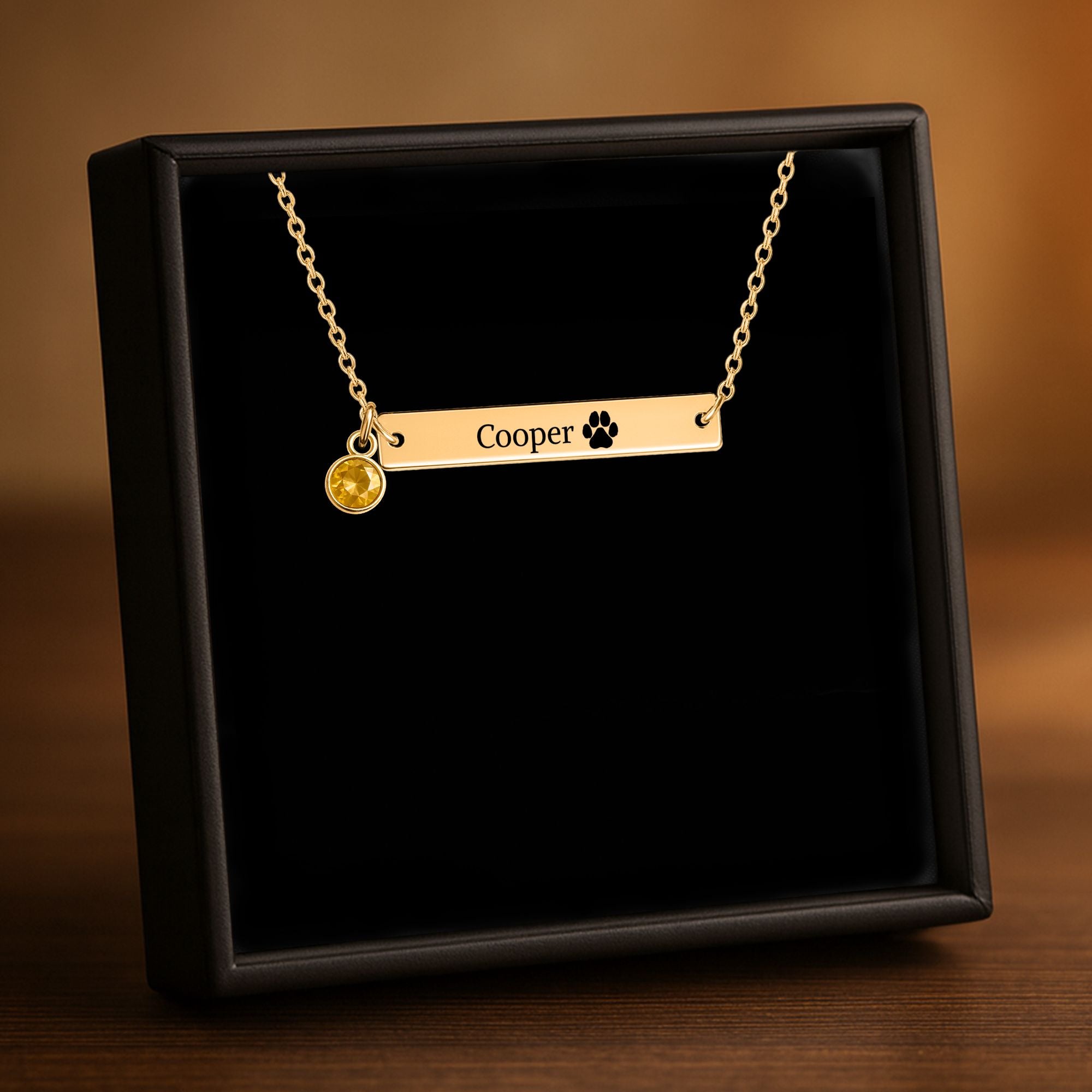 Horizontal Bar Necklace with Birthstone
