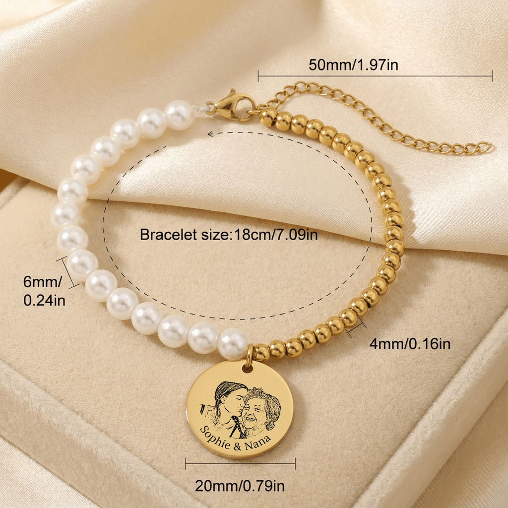 Premium Pearl & Gold Coin Bracelet: Mother of Pearl