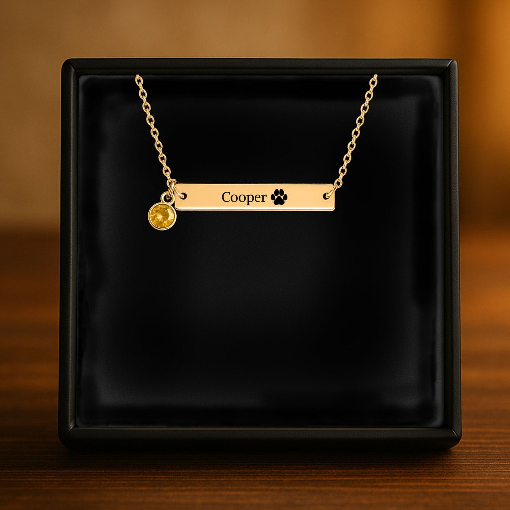 Horizontal Bar Necklace with Birthstone