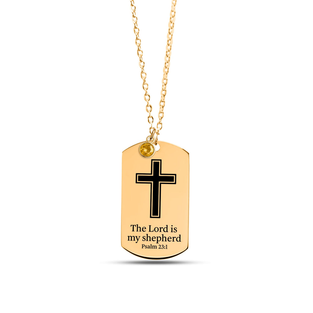 Tag Necklace with Birthstone