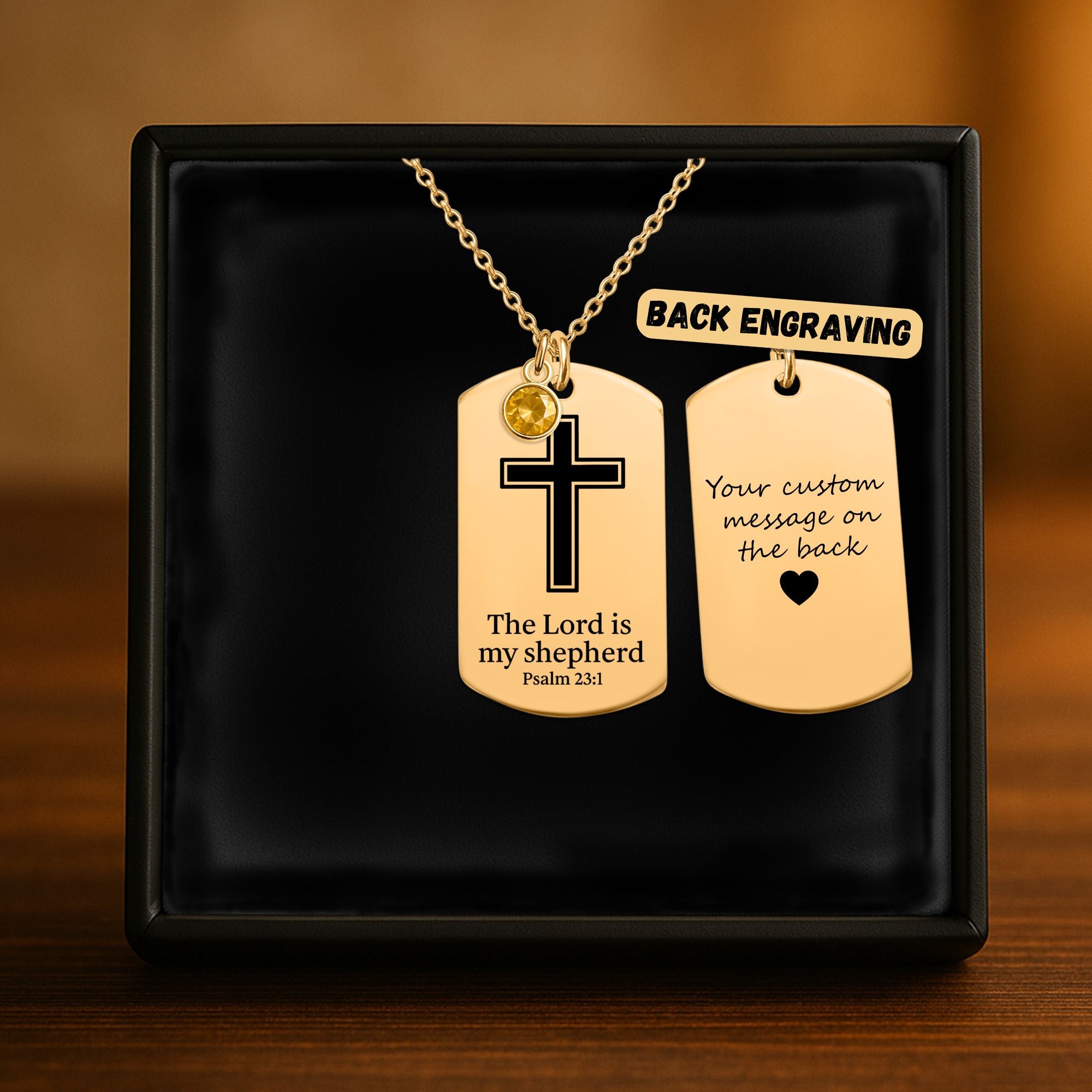 Tag Necklace with Birthstone