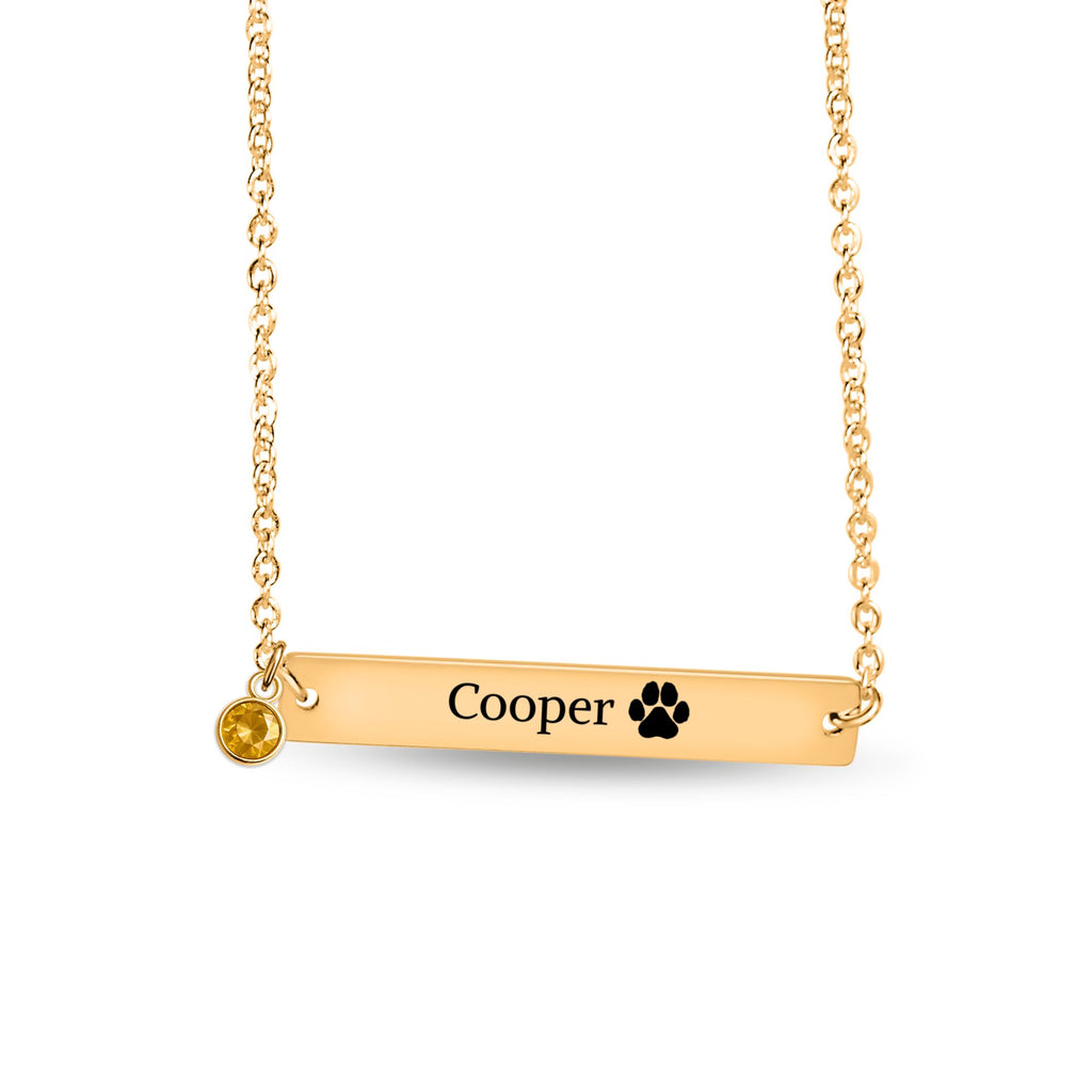 Horizontal Bar Necklace with Birthstone