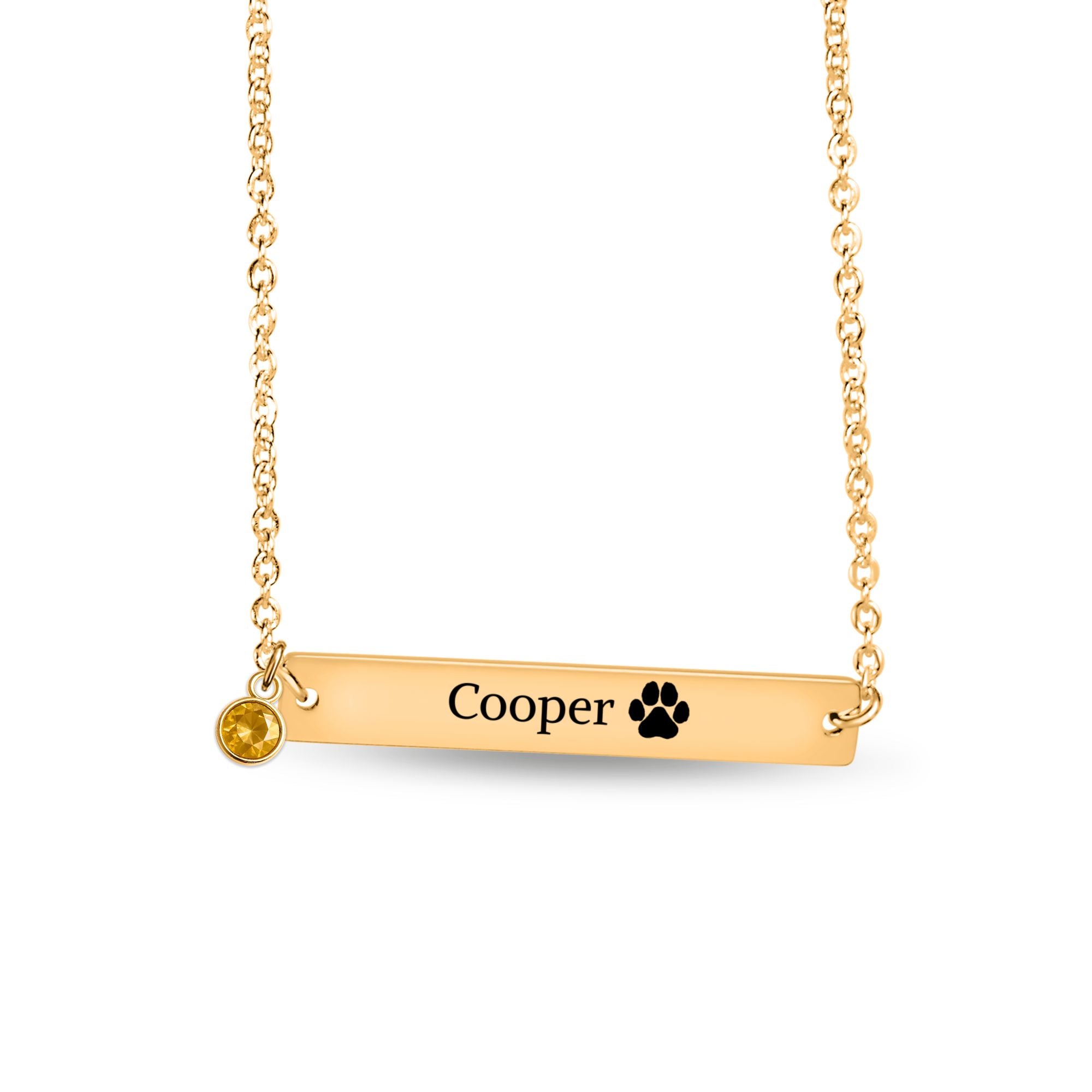 Horizontal Bar Necklace with Birthstone