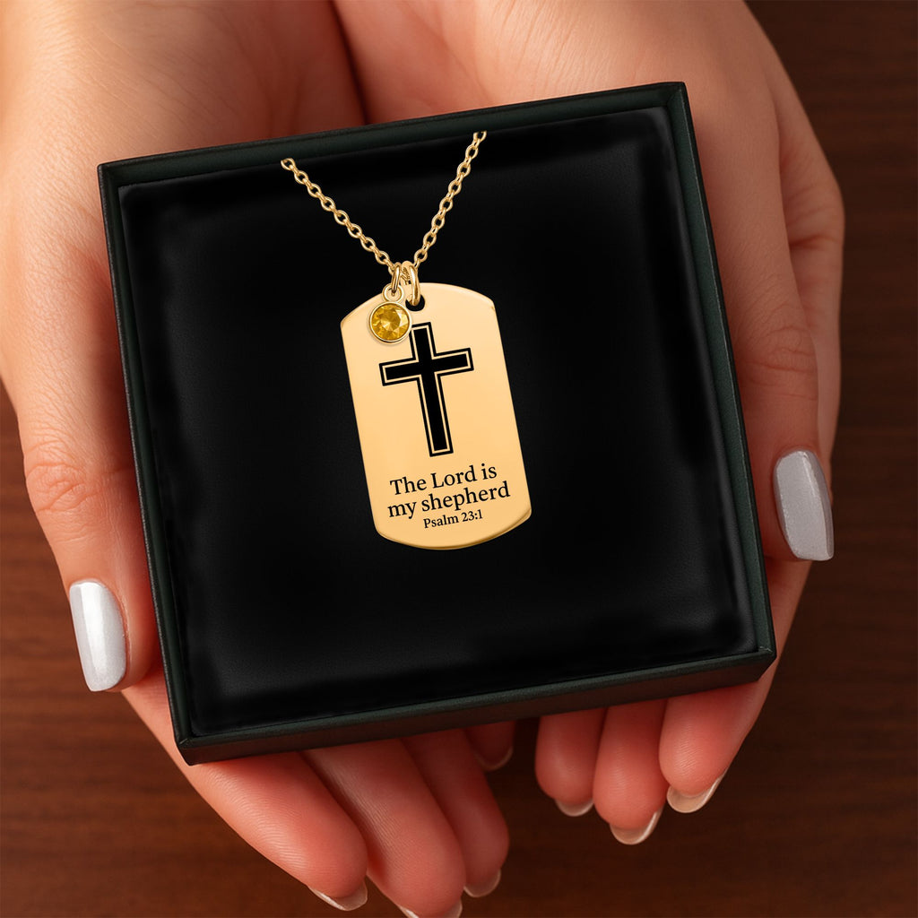 Tag Necklace with Birthstone