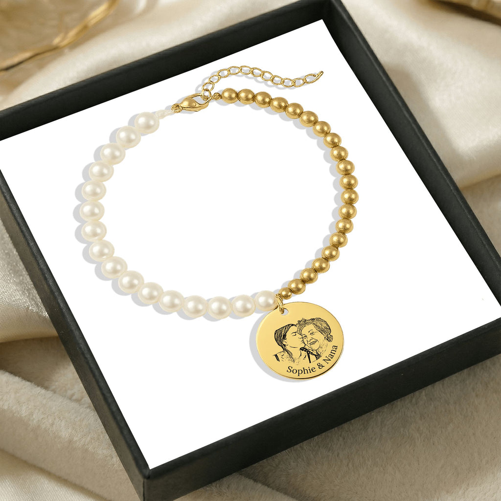 Premium Pearl & Gold Coin Bracelet: Mother of Pearl