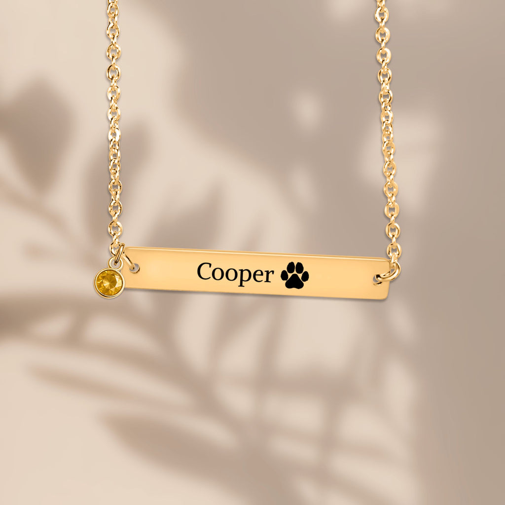 Horizontal Bar Necklace with Birthstone
